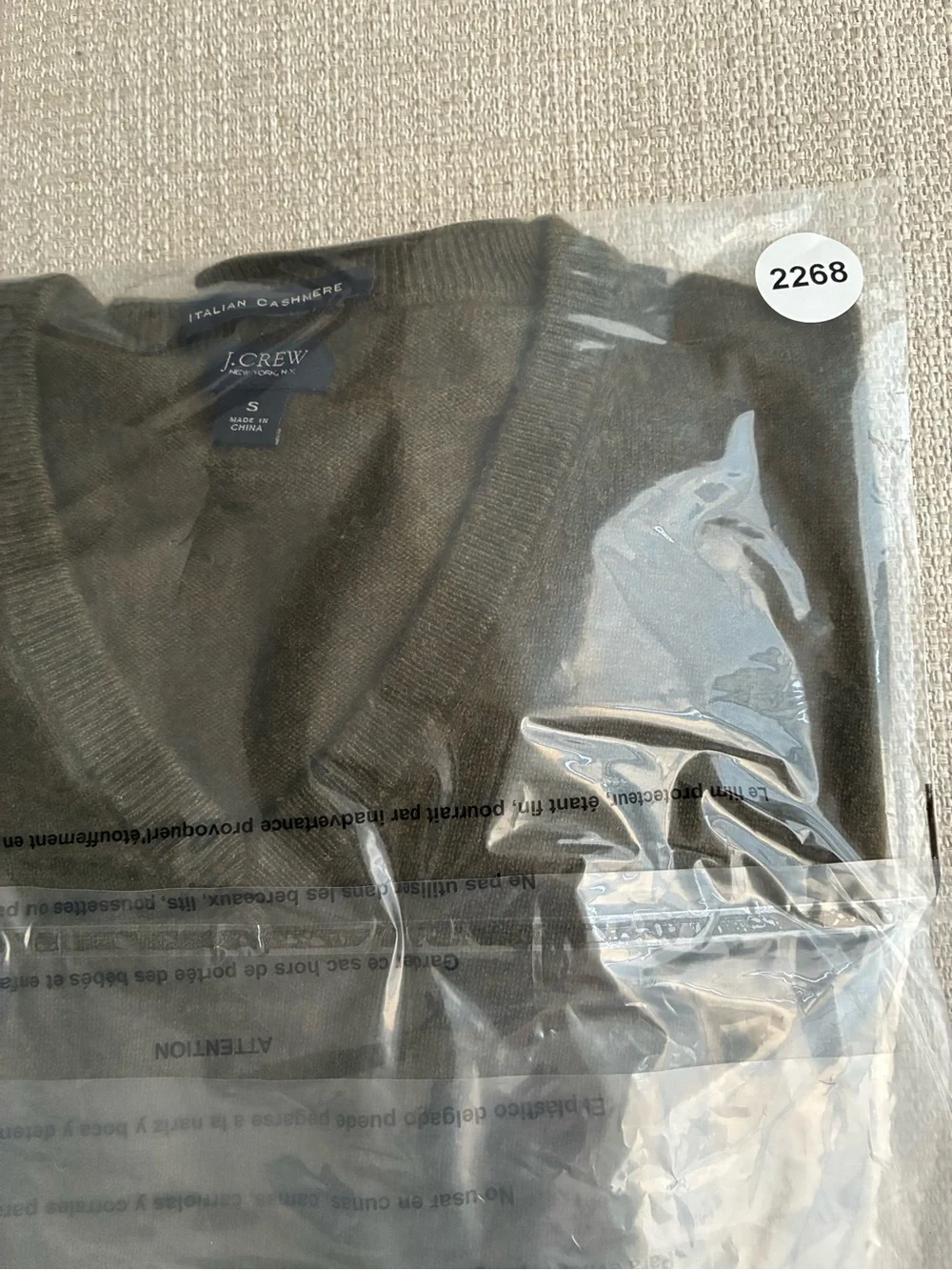 J. Crew Sweater Men's Small Italian Cashmere V-Neck in Olive Green 100% Cashmere